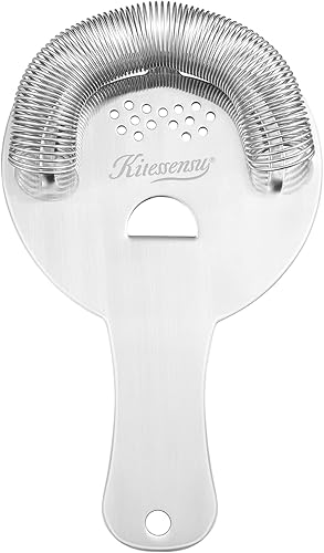 KITESSENSU Colador de cóctel colador clásico de acero inoxidable con mango largo colador de bebidas para camareros profesionales resorte de alta