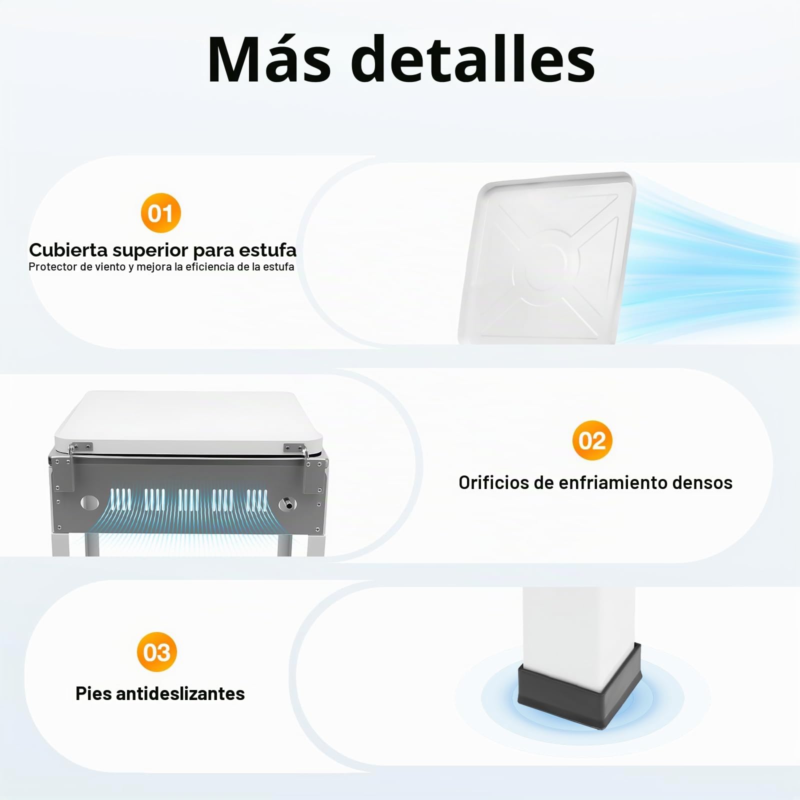 Cocinera de Gas de 4 Quemadores, Rechaud de Gas Portátil, Hornillo de Camping, Hornillo de Gas Independiente, Placa de Cocina con Doble Gabinete, Para Camping, Casa y Restauración, Blanco