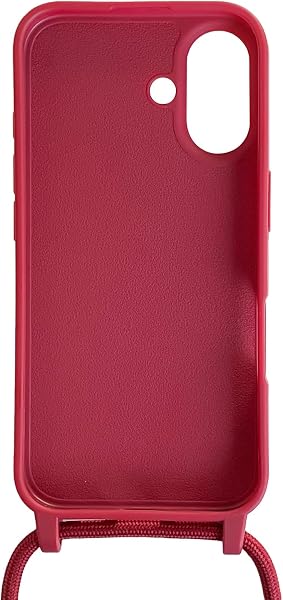 Funda Compatible con iPhone 16(6.1"),Ajustable Collar Correa de Cuello Cordón Cuerda Carcasa TPU Bumper Silicona Skin Caso para iPhone 16(6.1")-Rojo - 2