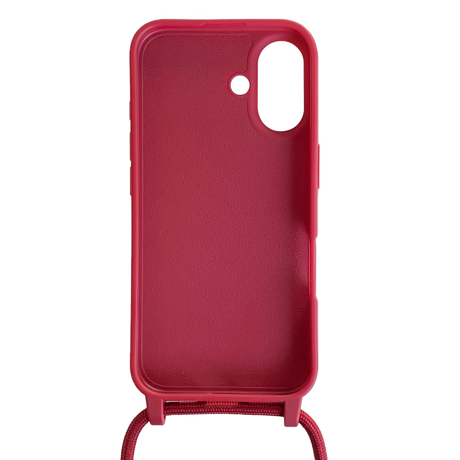 Funda Compatible con iPhone 16(6.1"),Ajustable Collar Correa de Cuello Cordón Cuerda Carcasa TPU Bumper Silicona Skin Caso para iPhone 16(6.1")-Rojo - 2