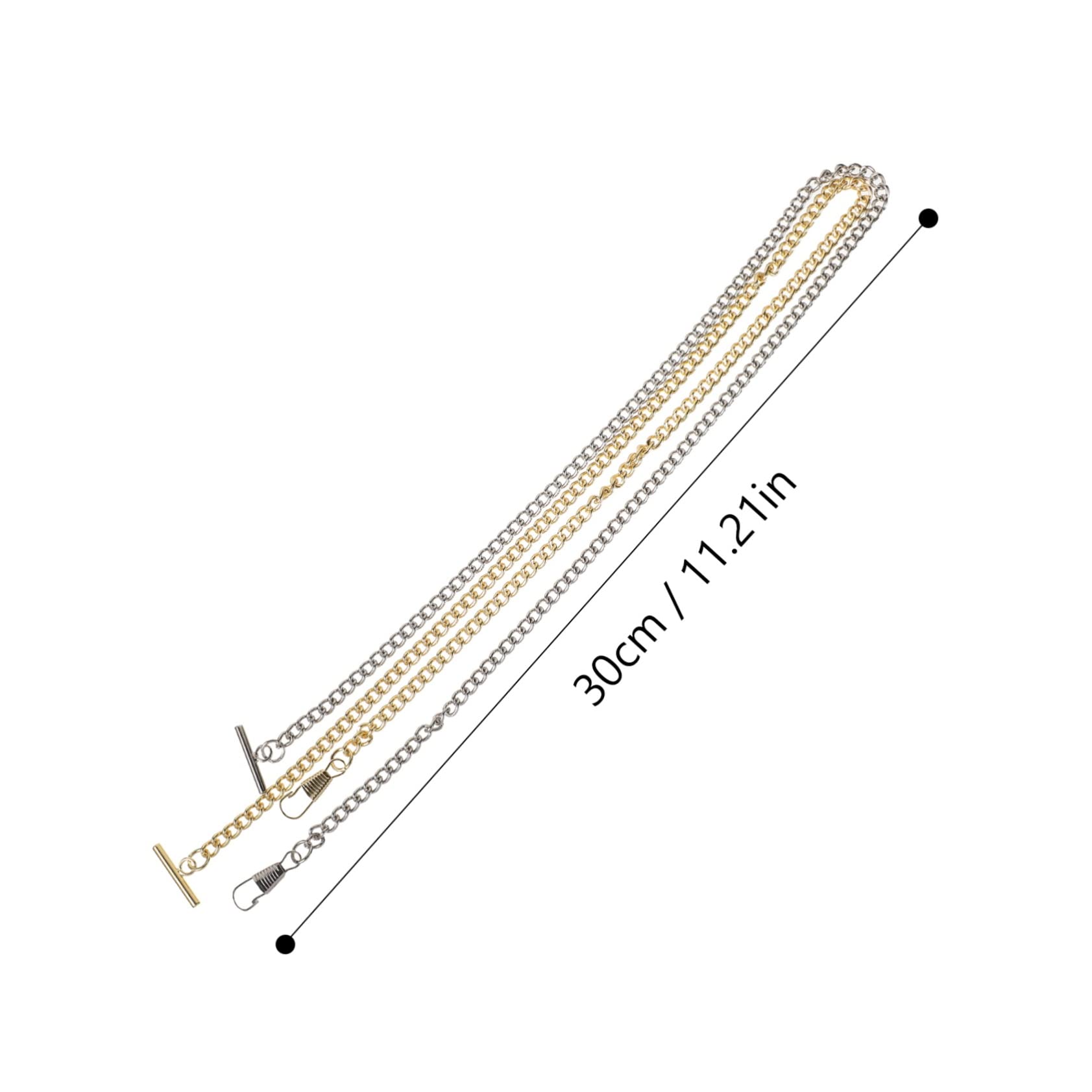 2pcs Decorative Pocket Watch Chain with Hook T Bar Design Chic Cow Boy Style for Men and Women Clothes Chain Accessories and