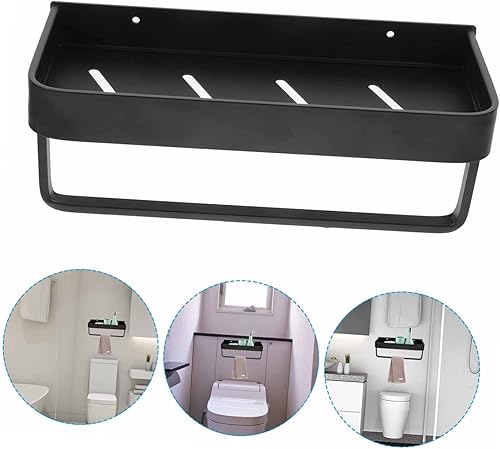 Miniatura 7 de Organizador de ducha de aluminio, colgador de toallas montado en la pared, estante de baño moderno para toallas, estantes de ducha y organizadores