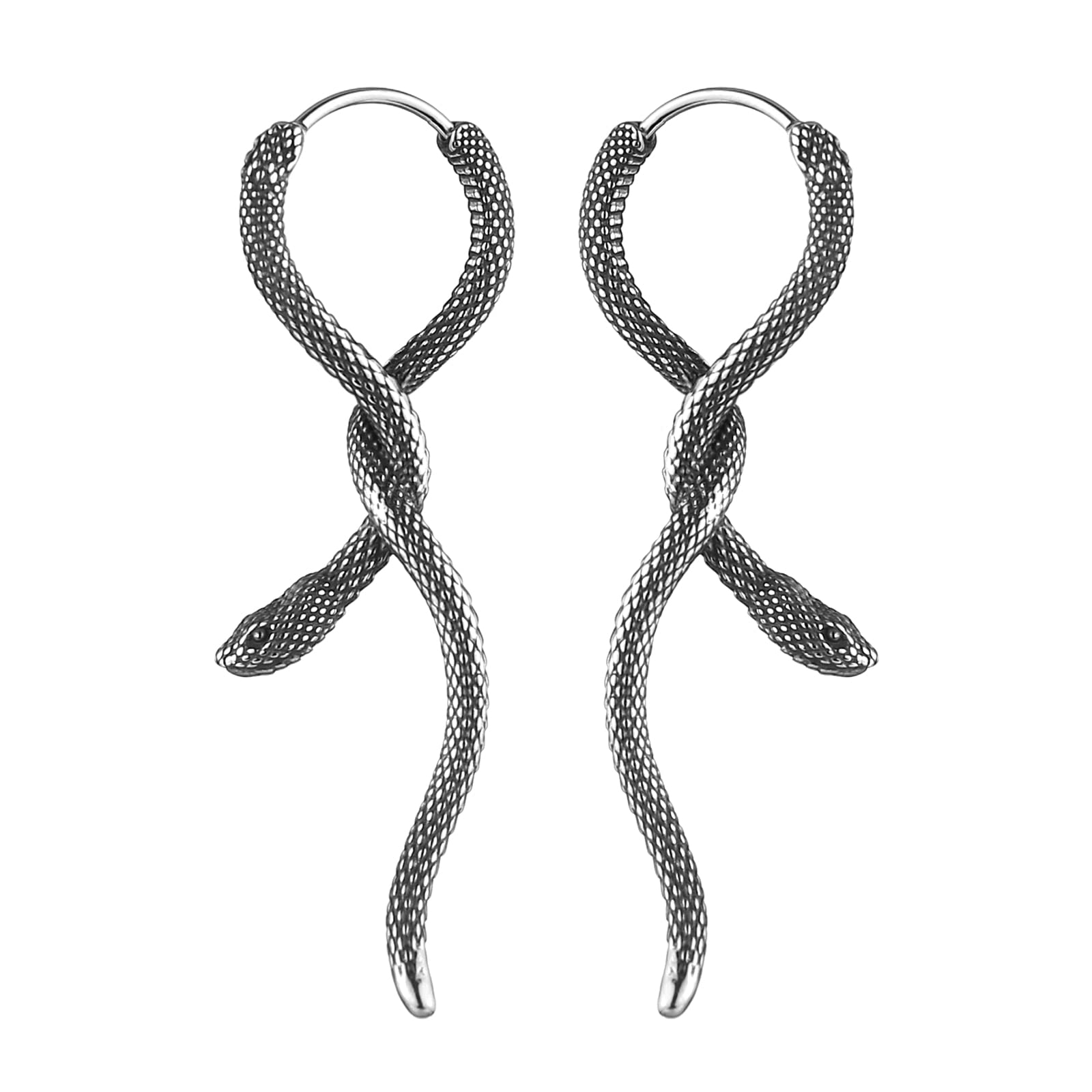 HZMAN Snake Earrings for Men Women Stainless Steel Retro Gothic Punk Piercing Animal Snake Hoop Earring Biker Party Jewelry Gift