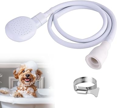 Bath Sink Single Tap Shower Attachment Head Hose Spray, Portable Handheld Shower Head with Clamps Dog Pet Showerhead Single Tap Hand Held for Bath Taps Dog Shower Camping Shower1.3M/White