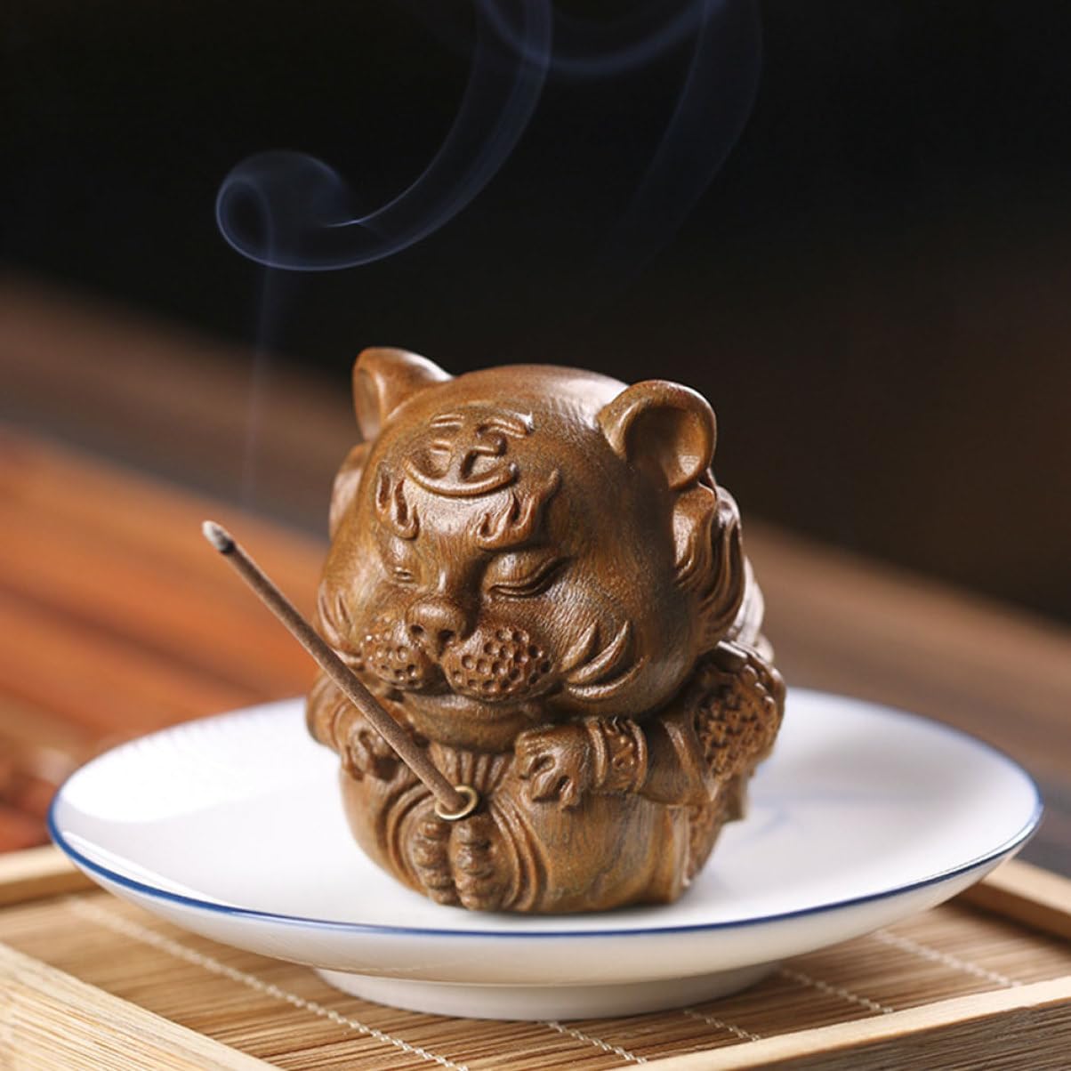 Amosfun 3St Tiger Räucherstäbchenhalter im Freien Tiger-Ornamente Besonderheit für den einzug slico duftstäbchen Holz Räuchergefäß Tiger-Räuchergefäß aus Holz Sandelholz