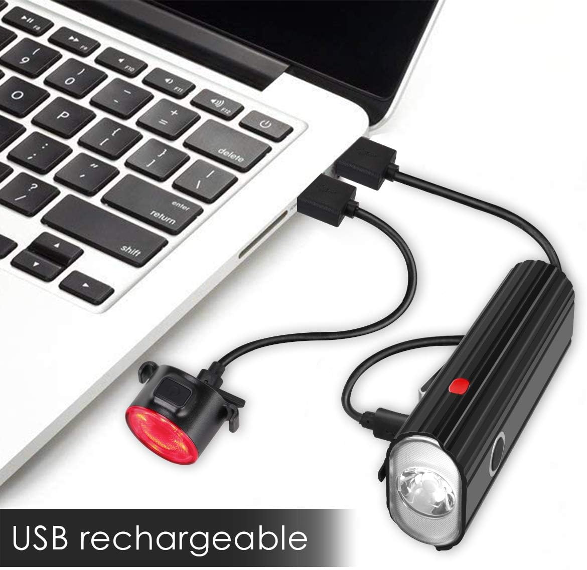 AUOPLUS Bike Lights with USB Rechargeable, Bike Front Lights Set Waterproof, Powerful Bicycle Front Headlight and Back Taillight, 5 Light Modes, Easy to Install for Men Women Kids Night Riding : Sports & Outdoors