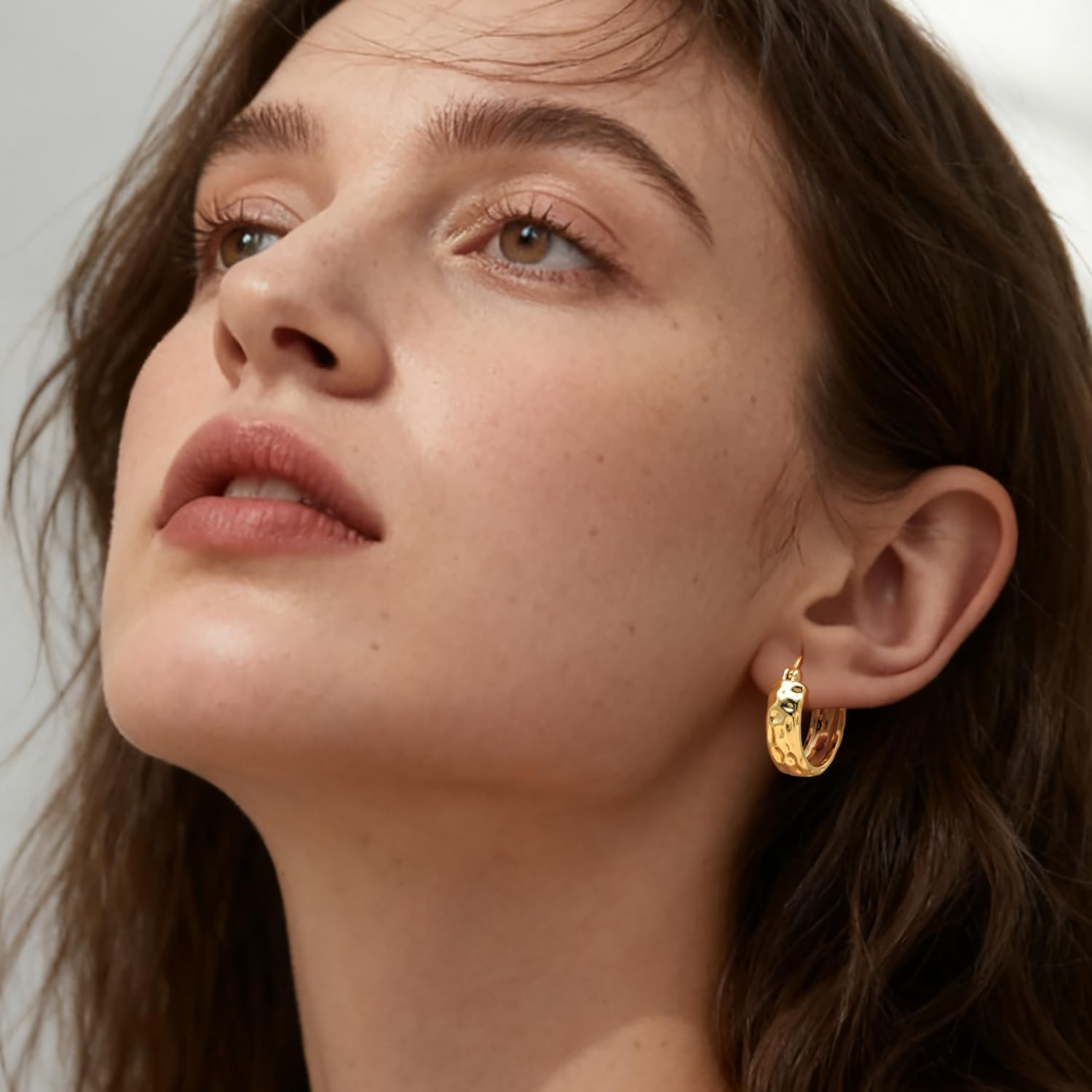 Gold Hoop Earrings for Women 14K Gold Hoop Earrings for Women Hoops Earring for Womens Hypoallergenic Stunning Water-Ripple Pattern Dainty Hoops Earring for Womens 20mm - Image 3