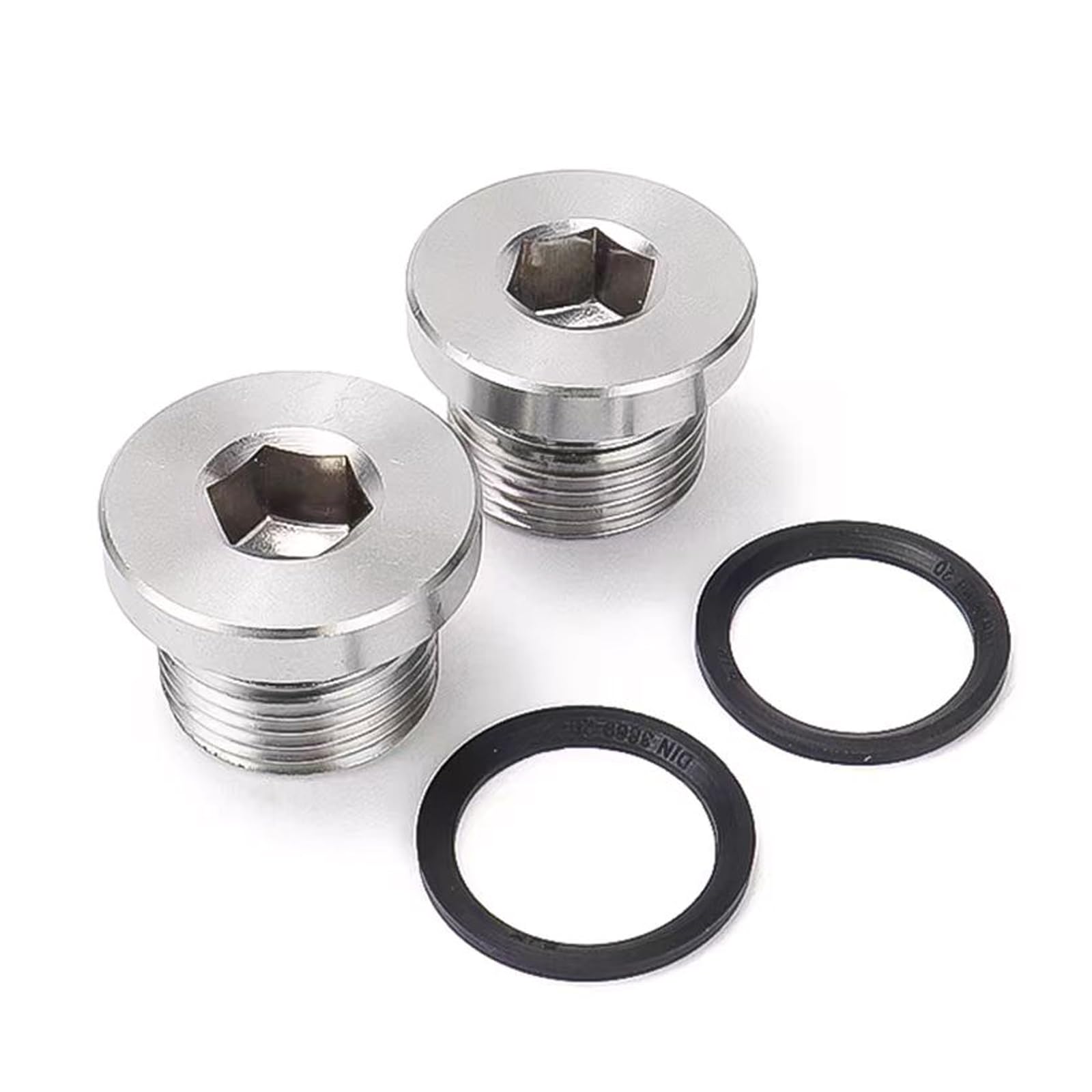 Goldpea 5PCS Stainless Steel 304 Flange Hex Socket Plug Bung M10 X 1 With Seal Rubber 1038112