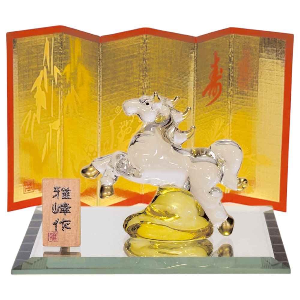 Amazon.co.jp: 干支 午 置物 馬 うま 2026年/ ビードロ金彩 福午（跳ね