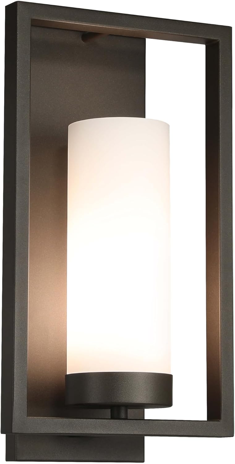 XiNBEi Lighting Sconces Wall Lighting, Modern Dark Bronze Wall Sconce with Glass Shade Indoor Bathroom Vanity Sconce Wall Light Fixture for Hallway Bedroom Corridor XB-W1143-GDB