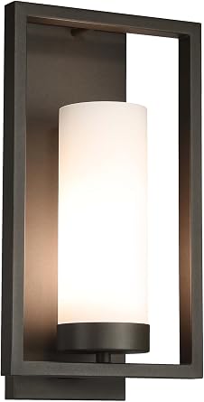 XiNBEi Lighting Sconces Wall Lighting, Modern Dark Bronze Wall Sconce with Glass Shade Indoor Bathroom Vanity Sconce Wall Light Fixture for Hallway Bedroom Corridor XB-W1143-GDB