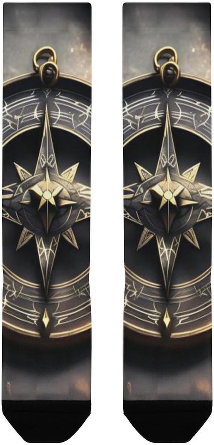 Norse Runes Compass Knee High Soccer Socks Moisture Wicking