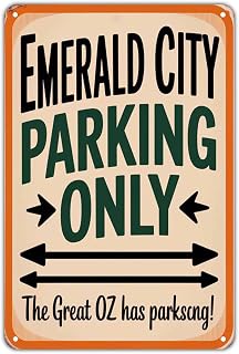 Emerald City Parking Only tin sign Vintage The Great OZ Parking Metal Sign for Garden & Yard Bar, Porch, Garage Home Decor 8 x 12, easy to hang