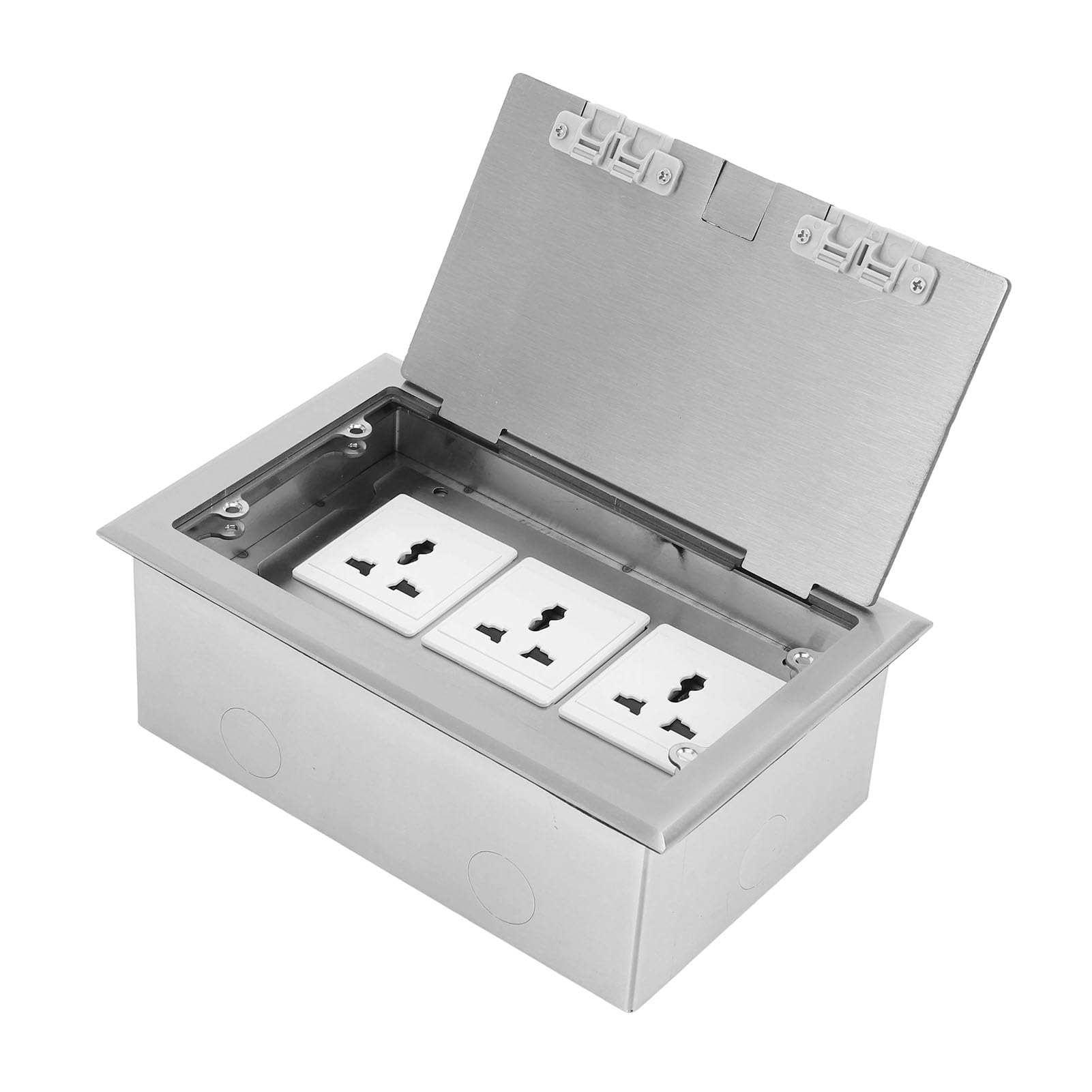 Ausla Presa da Pavimento Kit Scatola di Derivazione da Incasso a Pavimento in Acciaio Inossidabile con 3 Prese Multifunzionali a 3 Poli Presa da Incorporata 16A 4000W per Ufficio, Hotel, Scuola, Casa