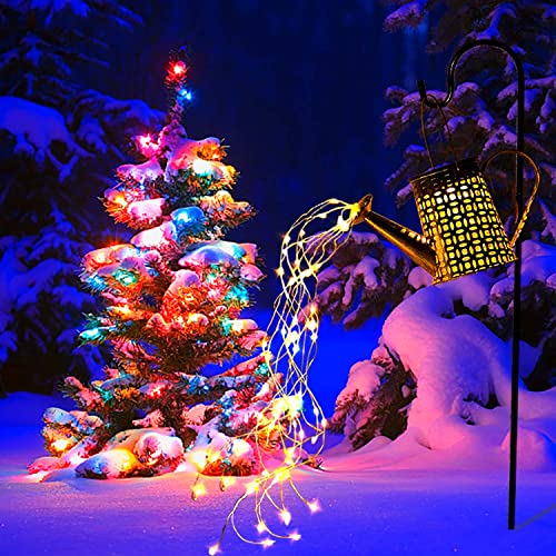 Solar-Gießkanne mit Lichtern, hängende Solar-Laterne, Solar-Gießkanne, Gartenlichter, Muttertagsgeschenk für Tisch, Terrasse, Hof, Wegeparty (warmweiß) Cover