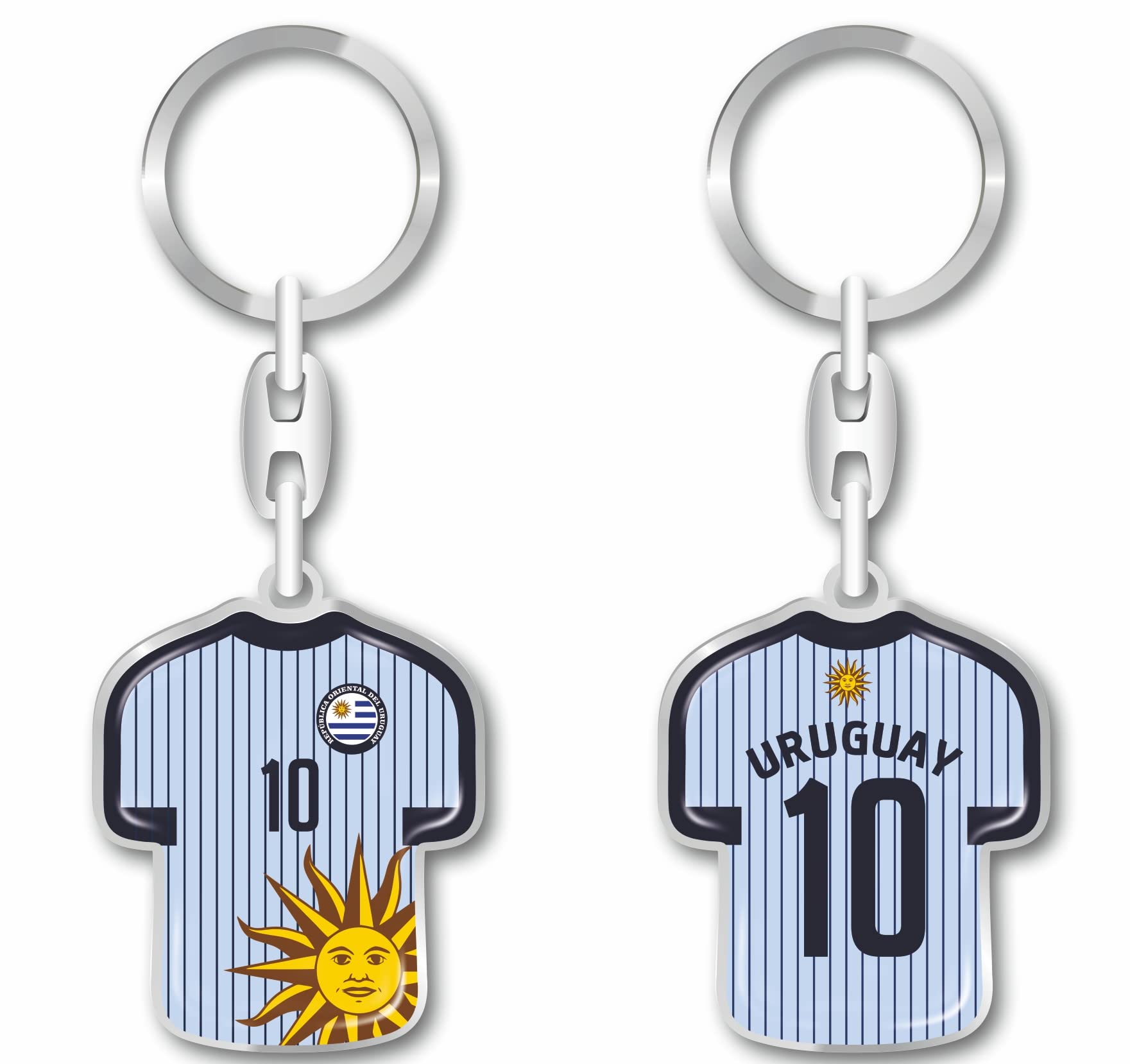 daged Uruguay Schlüsselanhänger Trikot Schlüsselring Harzbeschichtung 3D Effekt + Aufkleber praktische Funktionalität - TR