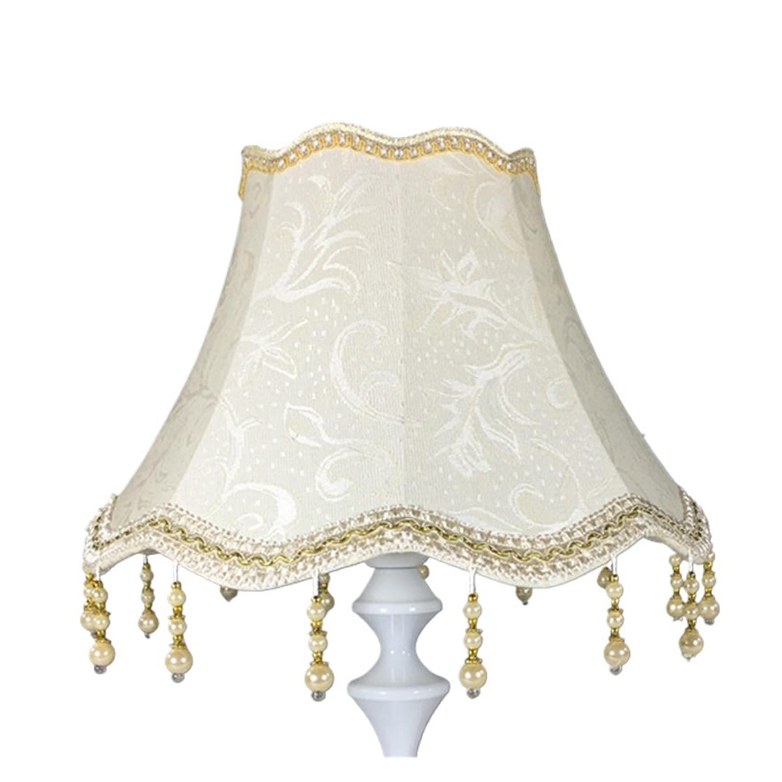 Luysgbxr Beige Tassel Lampshade Vintage Tassel Pearl Beads Table Lamp Shade Fabric Lampshade Wall Bedroom Bedside Lampcover