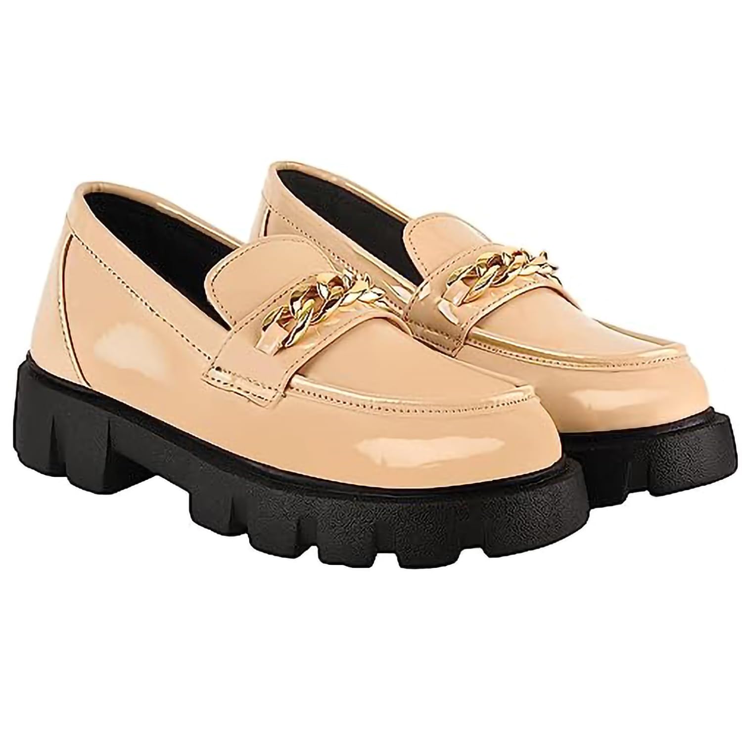 STRASSE PARIS Amazing Design Smart Casual Chain Detailed Loafers for Women & Girls Cream (B0CGNFZ8CV) Amazon Price History, Amazon Price Tracker