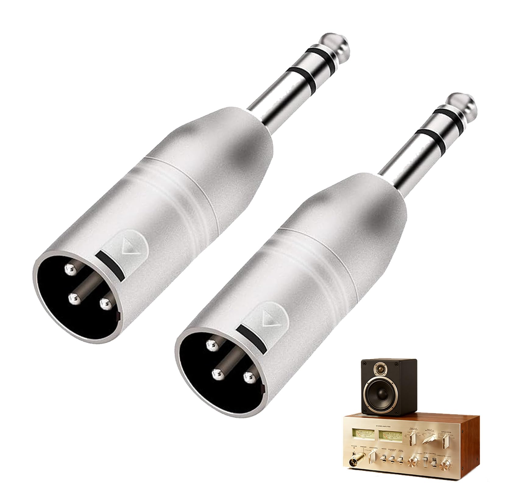 Maoggha 2 Piezas Adaptadores de Audio TRS de 6,35 MM, Adaptadores XLR a Jack de 6,35 mm, Câble Adaptateur Jack, Macho Adaptador, Compatible para Micrófono, Altavoz (Stereo)