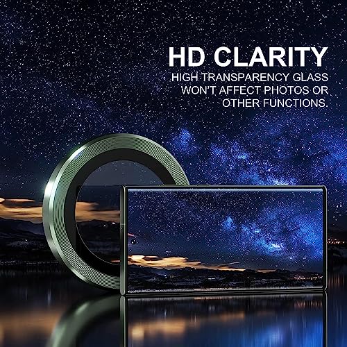 Image of Camera Lens Protector Ring Compatible with Samsung Galaxy S23 Ultra | Tempered Glass + Aluminum Alloy Ring | Full Coverage Lens Guard | Scratch Proof | HD Clear | Case Friendly | Green