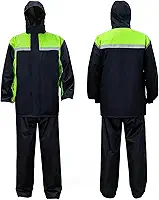Conjunto de Capa de Chuva para Ciclismo com Capas para Sapatos - Impermeável, Refletivo, Respirável - Capuz Ajustável - Tamanhos M/G/GG (Verde com Preto)