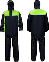 Conjunto de Capa de Chuva para Ciclismo com Capas para Sapatos - Impermeável, Refletivo, Respirável - Capuz Ajustável - Tamanhos M/G/GG (Verde com Preto)