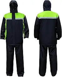 Conjunto de Capa de Chuva para Ciclismo com Capas para Sapatos - Impermeável, Refletivo, Respirável - Capuz Ajustável - Tamanhos M/G/GG (Verde com Preto)