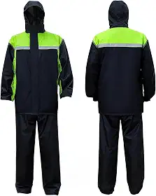 Conjunto de Capa de Chuva para Ciclismo com Capas para Sapatos - Impermeável, Refletivo, Respirável - Capuz Ajustável - Tamanhos M/G/GG (Verde com Preto)