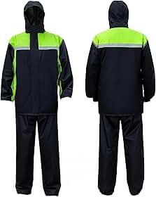 Conjunto de Capa de Chuva para Ciclismo com Capas para Sapatos - Impermeável, Refletivo, Respirável - Capuz Ajustável - Tamanhos M/G/GG (Verde com Preto)