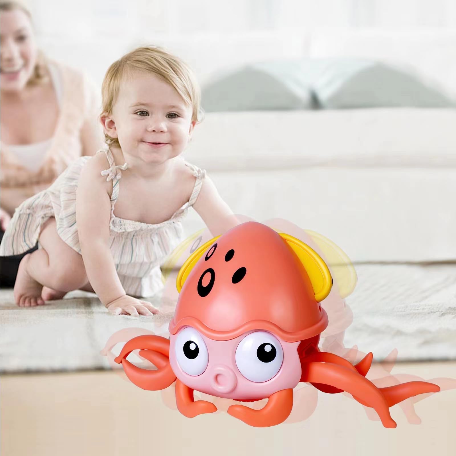 SOYUOI Dancing octpus Baby Toy - Induction Interactive Walking Dancing octpus with Luminous Music Automatically Avoid Obstacles,Suitable for 3Months Old Boys and Girls(Orange)…
