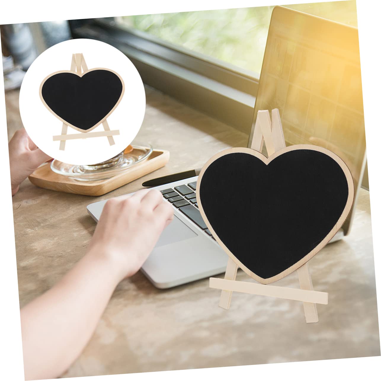 NUOBESTY 8stücke Herzförmige Kreidetafeln Mit Stand Kleine Tisch-kreidetafeln Für Hochzeit Party Und Wiederverwendbar Leicht Zu Reinigen Aus Hochwertigem Für Nachrichten Und Deko