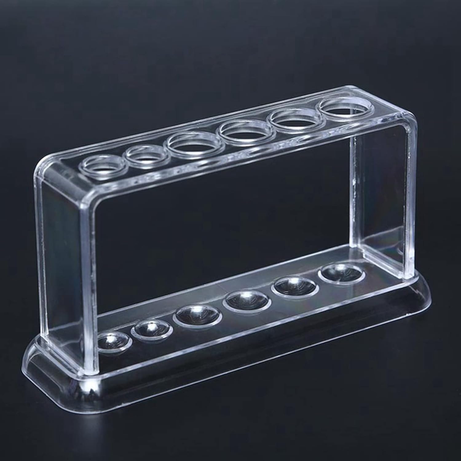 Estantería para tubos de ensayo 2 soportes de plástico transparente con 6 orificios for tubos de ensayo de laboratorio, material escolar, equipo de laboratorio, 16,7 x 8 x 3 cm