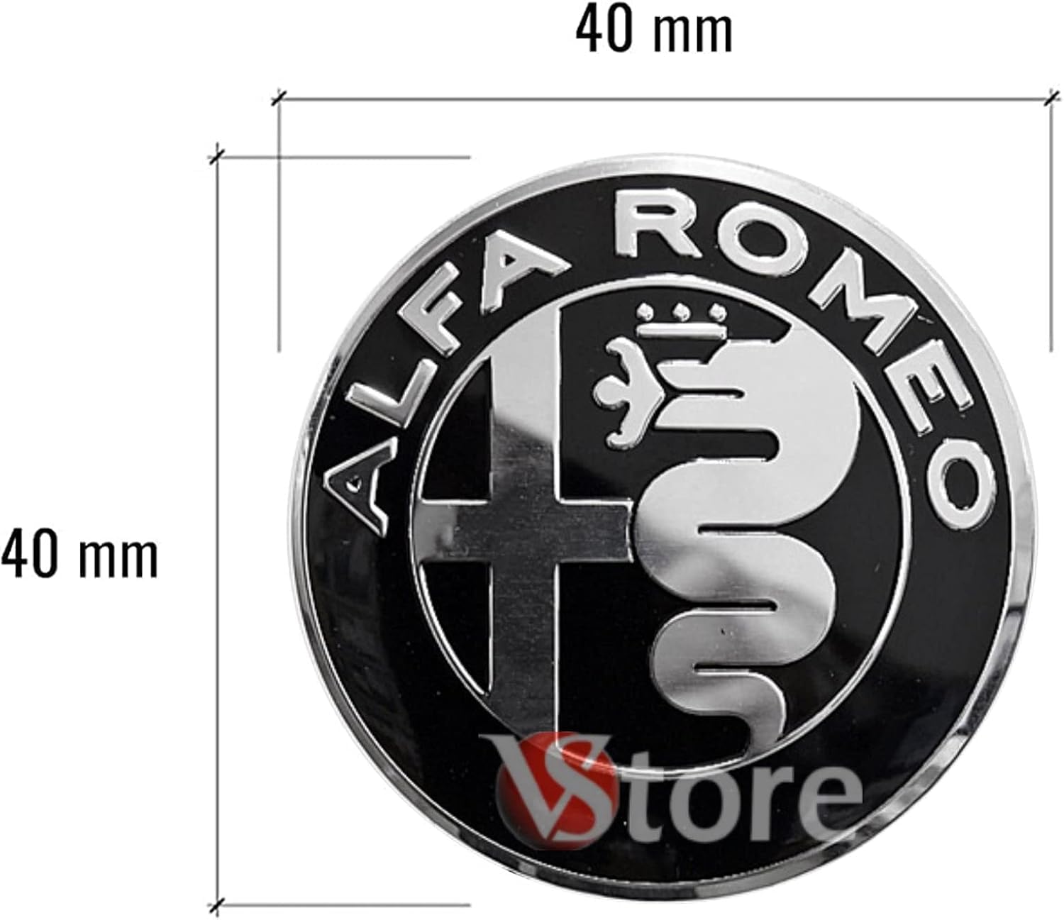 Logo per Volante Sterzo FREGIO Stemma Compatibile con Alfa Romeo Nero Black Specchio Logo 40mm Giulietta, Mito, 147, 159, 156, 4c, Brera