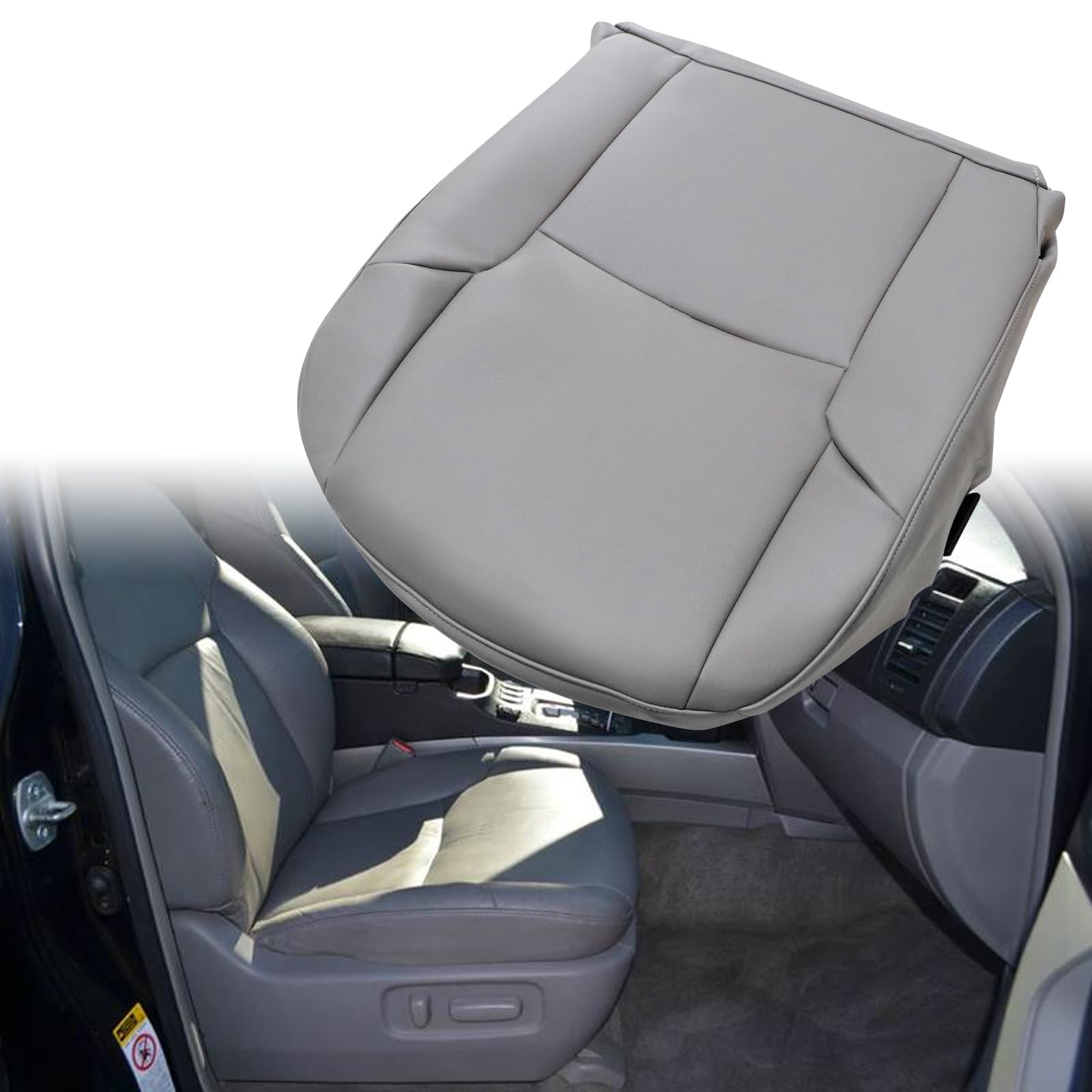 SecosAutoparts Driver Side Bottom Leather Replacement Seat Cover Medium Gray Compatible with Toyota 4Runner 2003 2004 2005 2006 2007 2008 2009