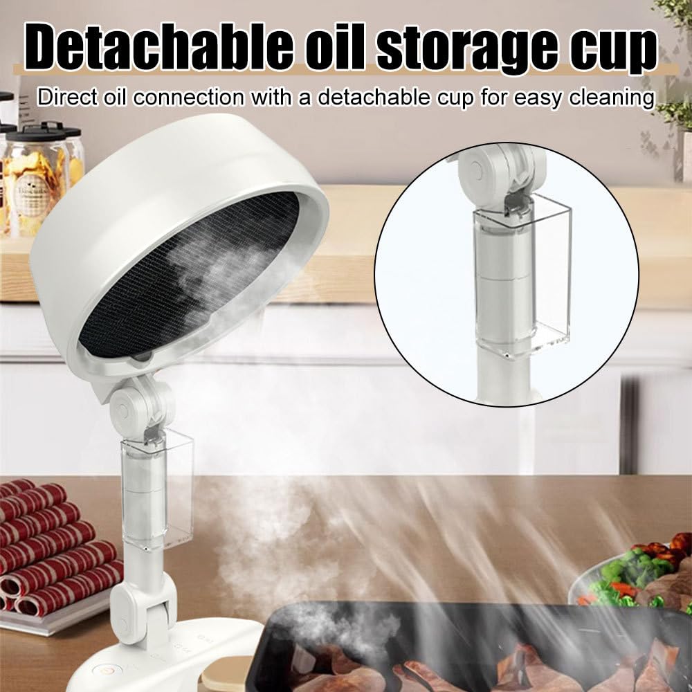 Tragbare Mini Dunstabzugshaube, Küchen Desktop Abluftventilator, Desktop Dunstabzugshaube mit Ölauffangbehälter für Indoor BBQ, Hot Pot, Wohnmobil