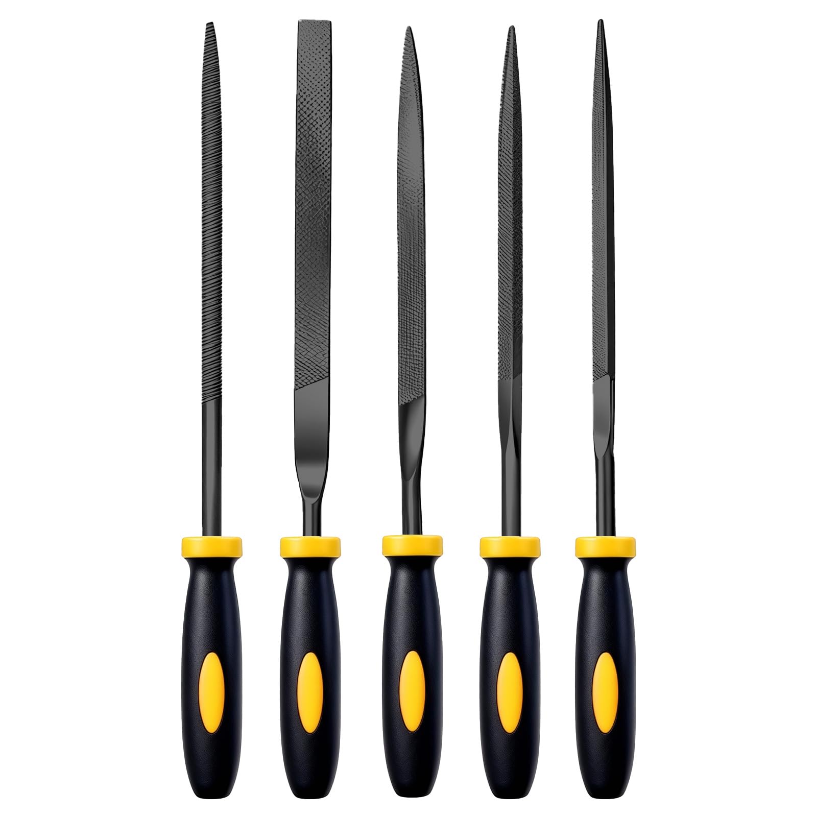 5 Pcs Precision Metal File Kit Carbon Steel Files Kit Electricians Tweezers Hand Tools for Manicure Sharp Fish Hook Wrench Repair Sharpening