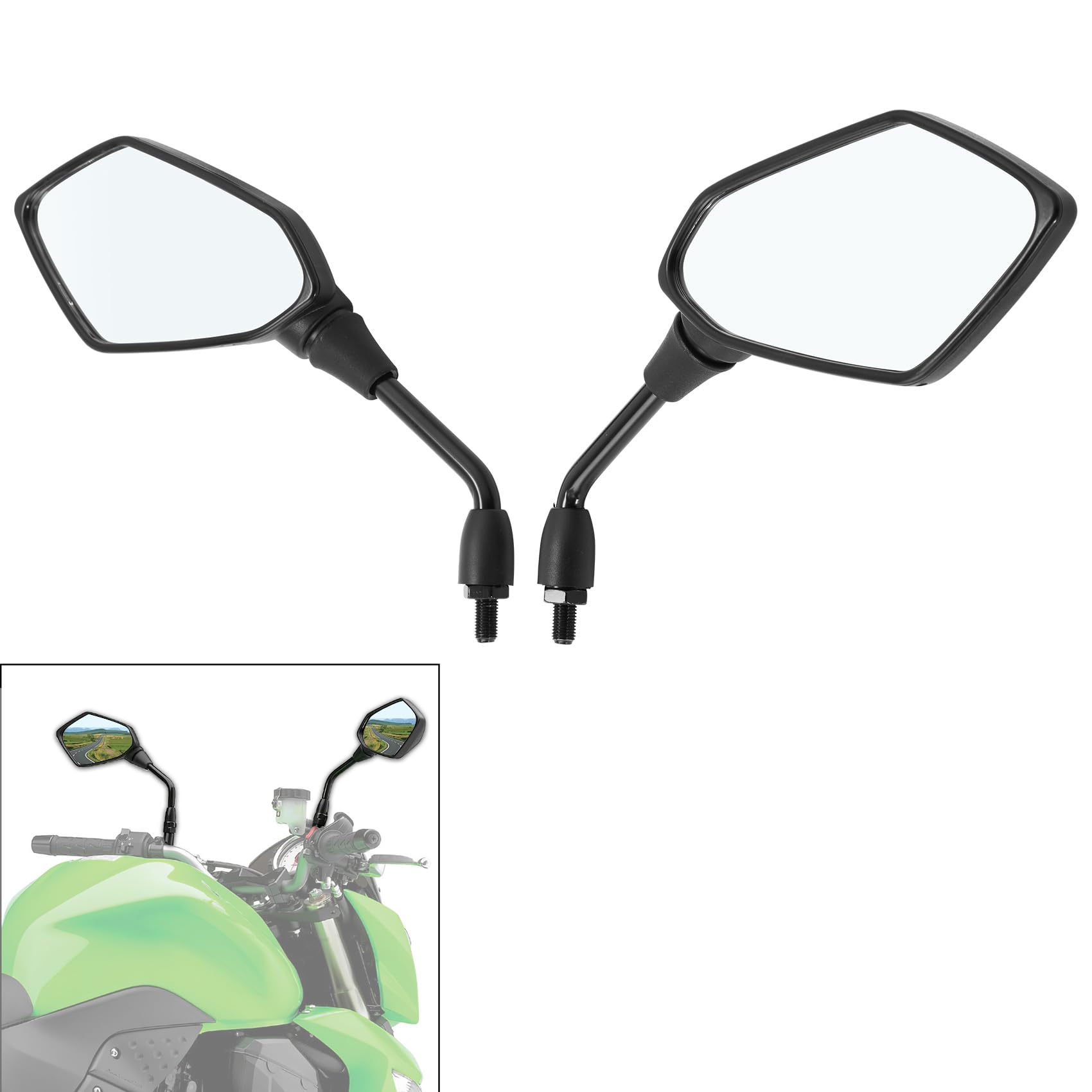 Motocyklowe lusterko wsteczne 10 mm odpowiednie do Kawasaki ER-6N 06-10 Z1000 03-13 Z750 04-12 ZRX1200 01-08