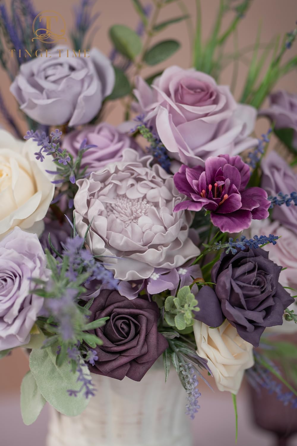 TINGE TIME Artificial Flowers Combo, Fake Flowers Box for DIY Wedding Bouquets Table Centerpieces Floral Arrangements Party Baby Shower Home Summer Decorations (Lavender)