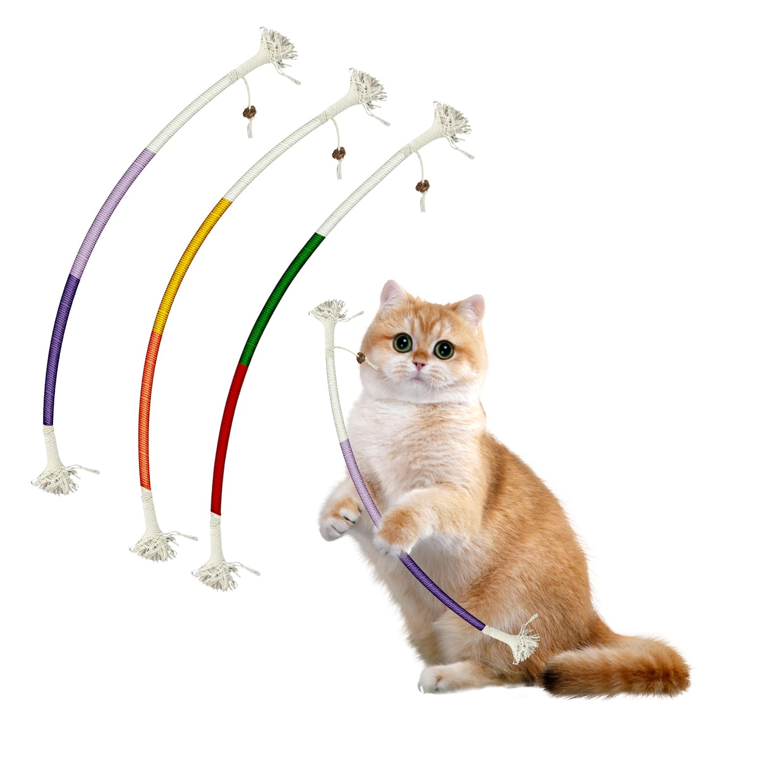 La Luz Cat Chew Ropes 3 Pack With Catnip - Dental Toy For Indoor Cats, Kitten Teething, Safe & Durable