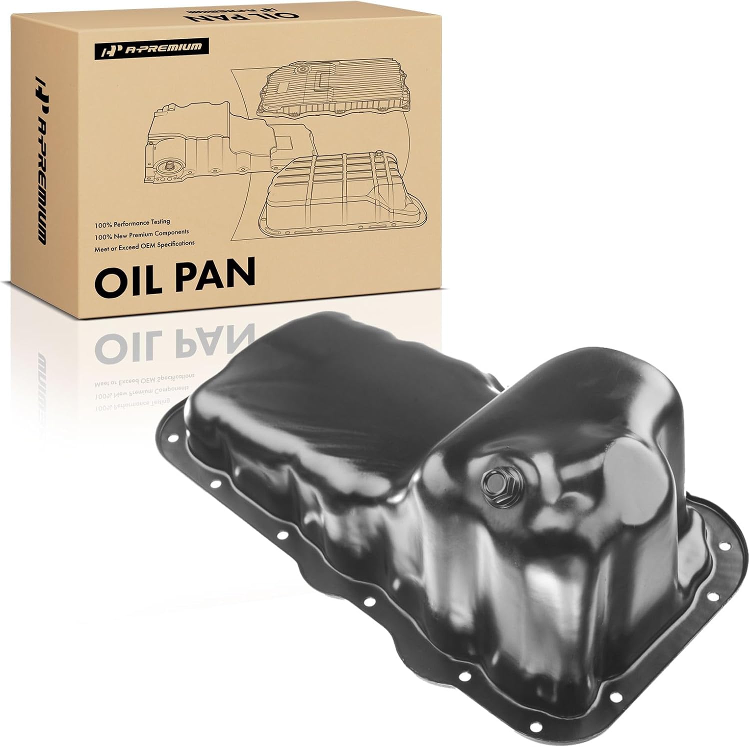 A-Premium Engine Oil Pan Sump with Drain Plug Compatible with Dodge Dakota 2006-2010, Jeep Commander 2006-2010, Grand Cherokee 2005-2010, Mitsubishi Raider 2006-2009, Ram Dakota 2010-2011