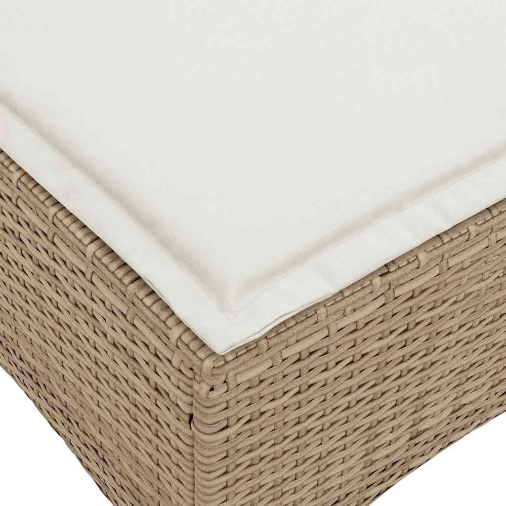 Tabourets jardin coussins 2pcs beige 55x55x36 cm résine tressée