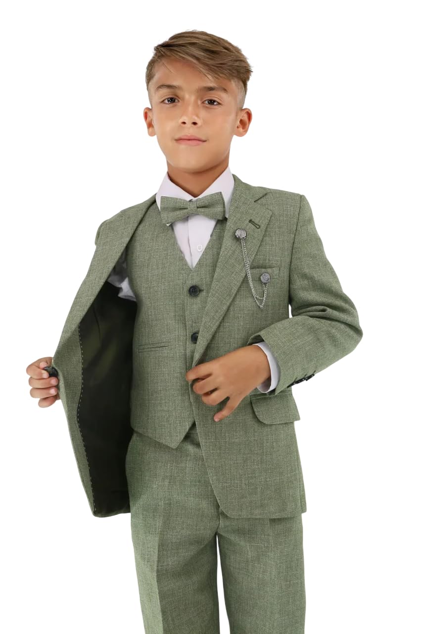 Traje Formal Texturizado de 8 Piezas para niños, Corte Ajustado, para pajes, Bodas, comuniones, de 1 a 16 años