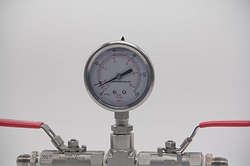 Miniatura 5 de HFS (R) -30 a 150HG medidor de presión de aire al vacío lleno de aceite de 2.5 pulgadas (semiacero)