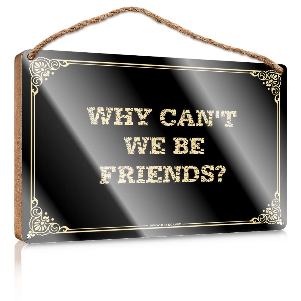 MAHQPZXSF Funky Home Decor Why Can'T We Be Friends? Wooden Sign Wood Sign With Sayings Winter Door Decorations(15X28CM)