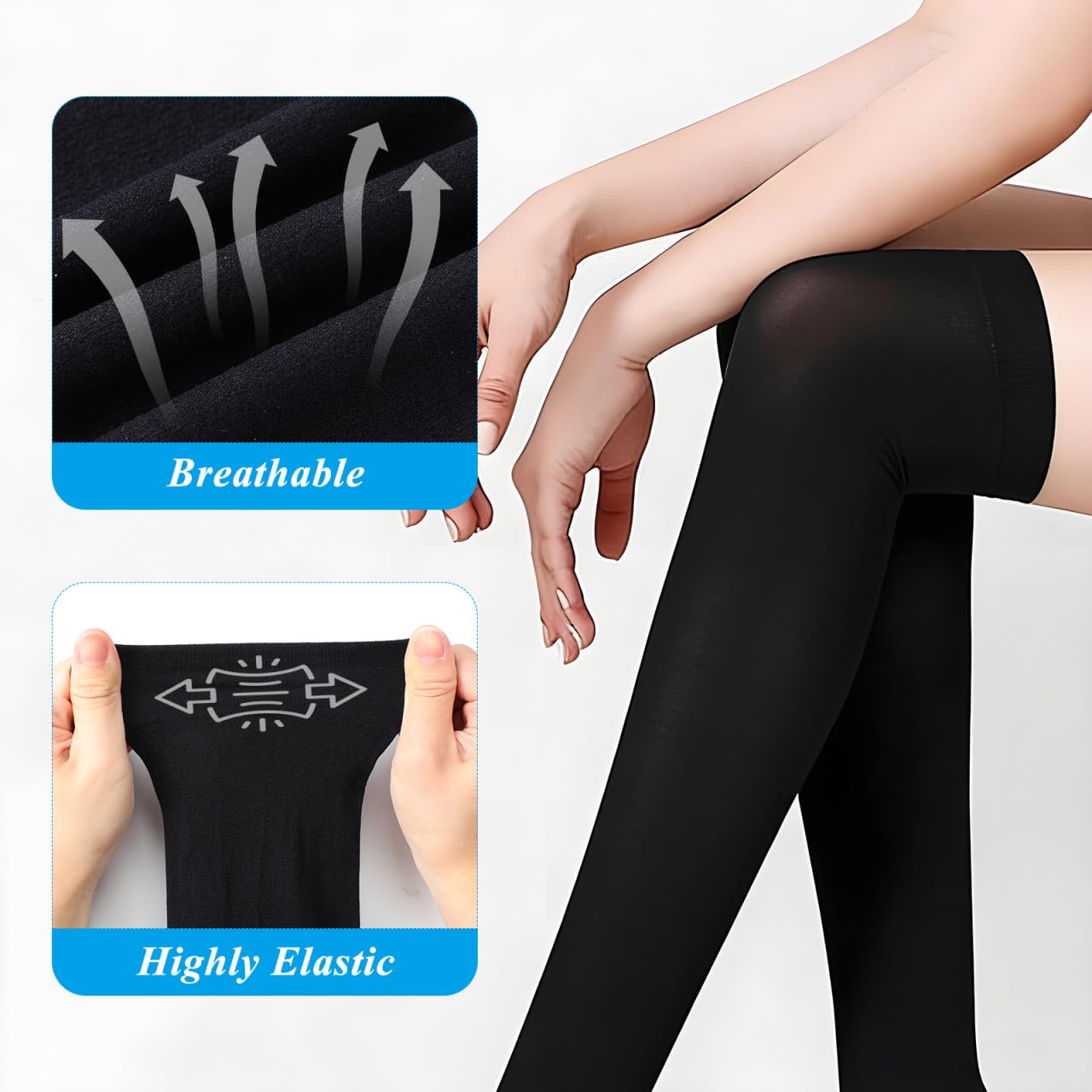 Healvian Lot de 2 protège-jambes noirs pour femme - Manchons en soie glacée contre le soleil et le refroidissement