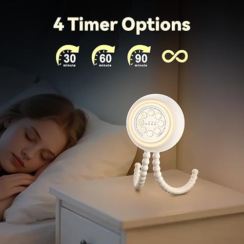 Miniatura 4 de Easysleep Máquina de sonido portátil para bebé y adulto, máquina de ruido blanco con 30 sonidos relajantes, 32 niveles de volumen, 4 temporizadores,