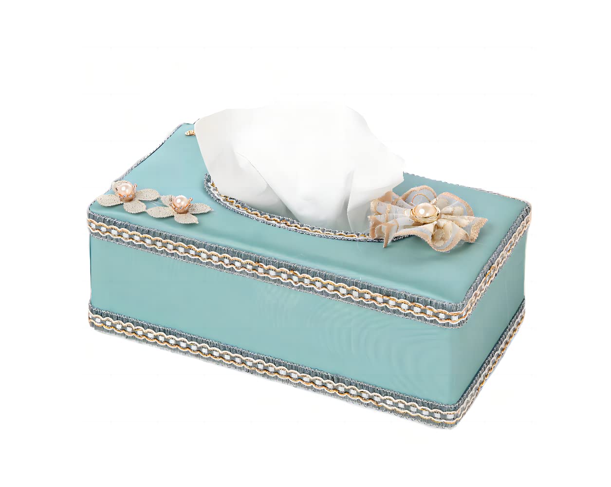 Tissue Cover Holder Tissue Box Cover Dispenser Napkin Organizer for Bathroom Bedroom Office and Car (Rectangle, Blue)