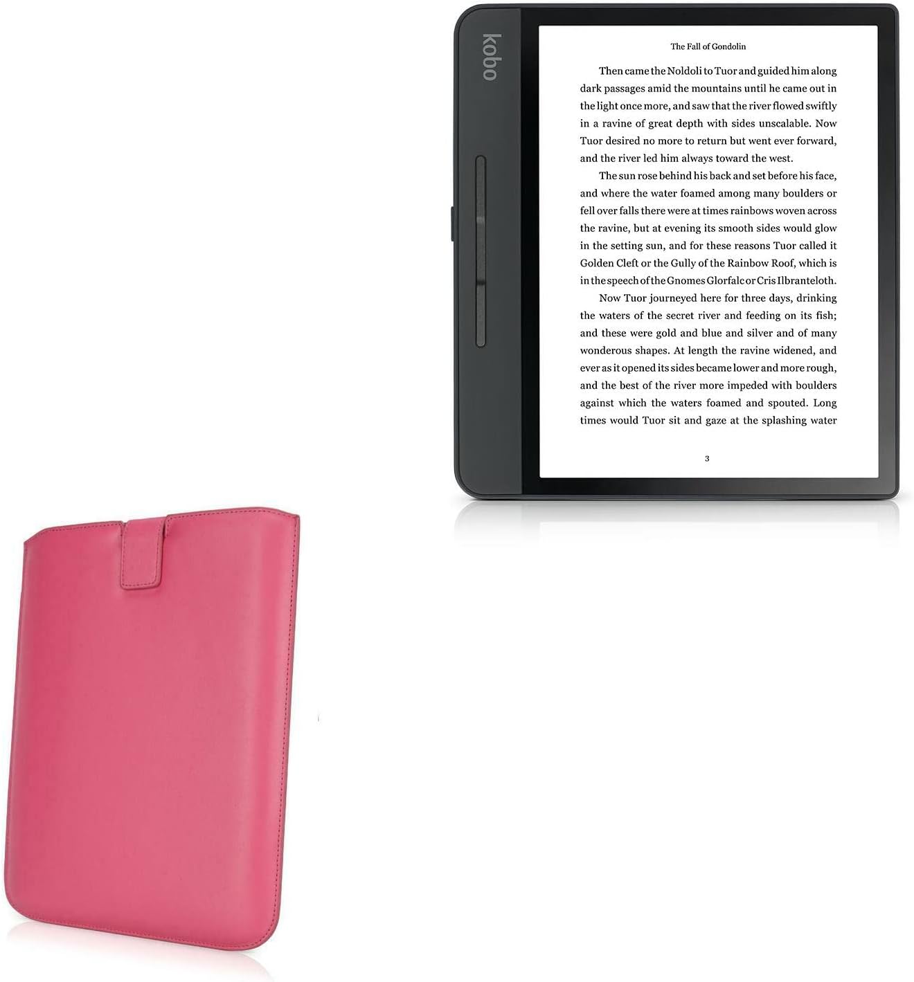 BoxWave Case Compatible with Kobo Forma - Designio Leather Pouch, Padded Genuine Leather Pocket Sleeve Pouch - Coral