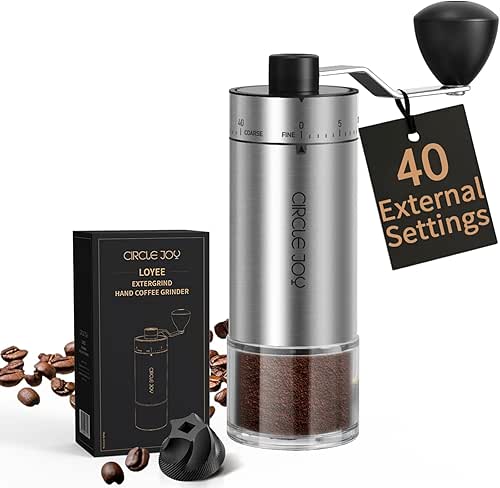 CIRCLE JOY Manual Coffee Grinder with 40 External Adjustable Settings,
