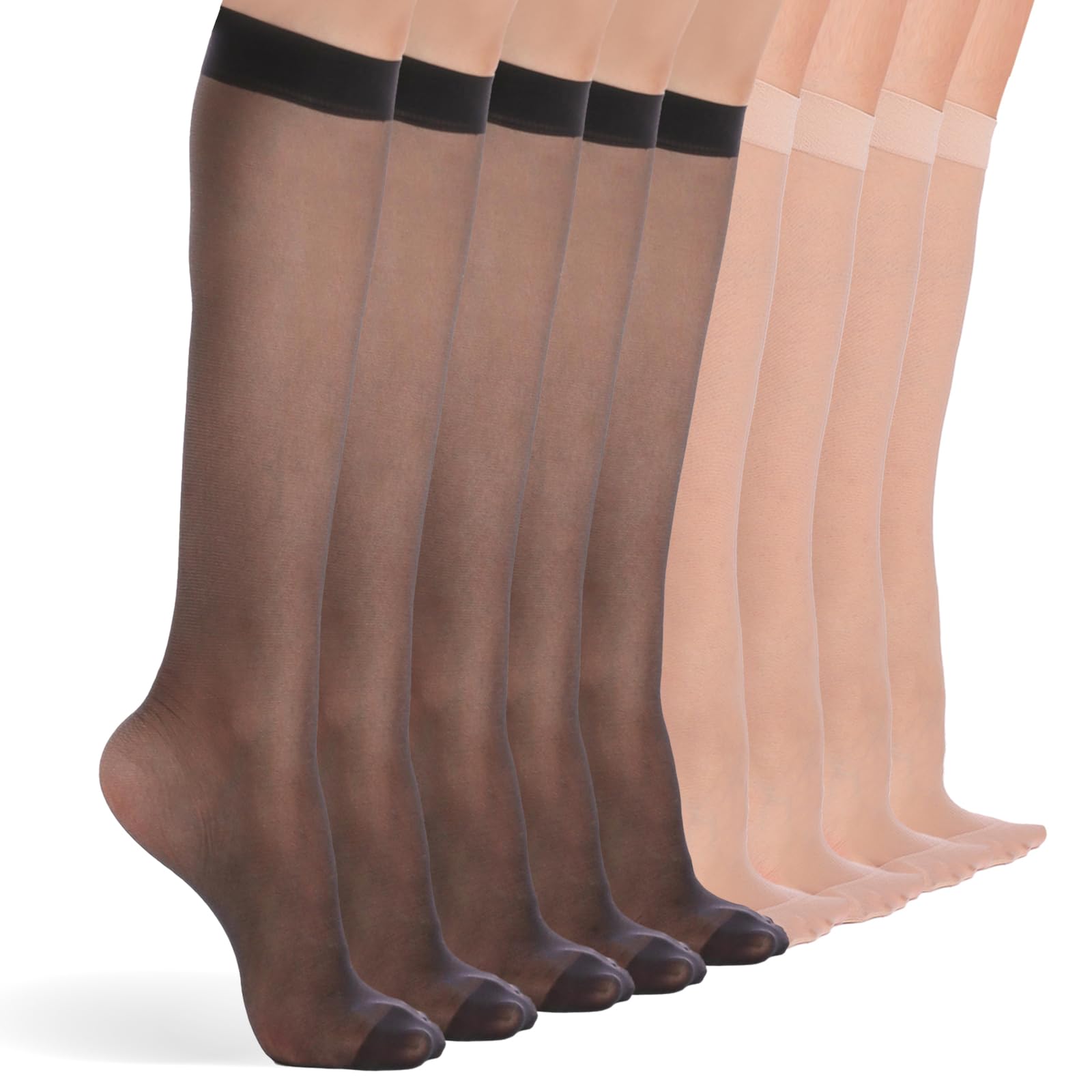 Ha Wa Women's Blackskin 9 Pairs Ankle Sheer Socks For ,Premium 20Dnner Pop Socks In Black & Nude One Size